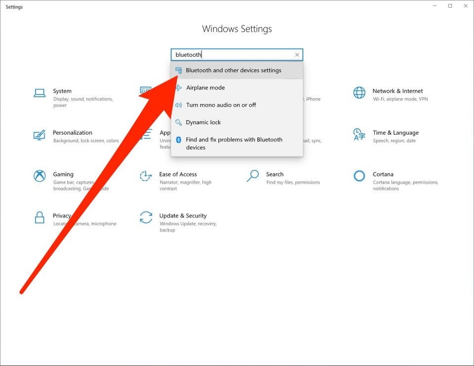 Bluetooth on the search bar